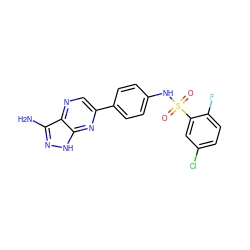 Nc1n[nH]c2nc(-c3ccc(NS(=O)(=O)c4cc(Cl)ccc4F)cc3)cnc12 ZINC000103256117