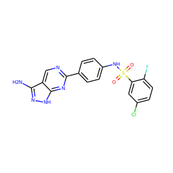 Nc1n[nH]c2nc(-c3ccc(NS(=O)(=O)c4cc(Cl)ccc4F)cc3)ncc12 ZINC000299828188