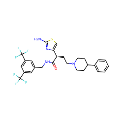 Nc1nc([C@@H](CCN2CCC(c3ccccc3)CC2)C(=O)NCc2cc(C(F)(F)F)cc(C(F)(F)F)c2)cs1 ZINC000028702672