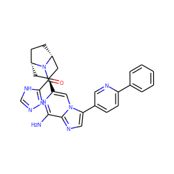 Nc1nc([C@H]2C[C@@H]3CC[C@H](C2)N3C(=O)c2nnc[nH]2)cn2c(-c3ccc(-c4ccccc4)nc3)cnc12 ZINC000103145864