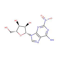 Nc1nc([N+](=O)[O-])nc2c1ncn2[C@@H]1O[C@H](CO)[C@@H](O)[C@H]1O ZINC000001660424