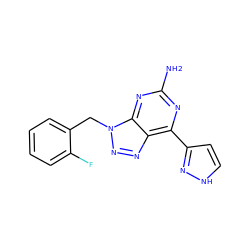 Nc1nc(-c2cc[nH]n2)c2nnn(Cc3ccccc3F)c2n1 ZINC000033977787