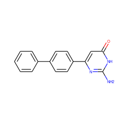 Nc1nc(-c2ccc(-c3ccccc3)cc2)cc(=O)[nH]1 ZINC000017040299