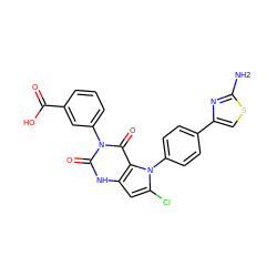 Nc1nc(-c2ccc(-n3c(Cl)cc4[nH]c(=O)n(-c5cccc(C(=O)O)c5)c(=O)c43)cc2)cs1 ZINC000201992672