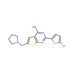 Nc1nc(-c2ccc(Br)o2)nc2sc(CN3CCCC3)cc12 ZINC000118712527