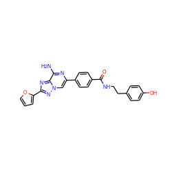 Nc1nc(-c2ccc(C(=O)NCCc3ccc(O)cc3)cc2)cn2nc(-c3ccco3)nc12 ZINC000028526687