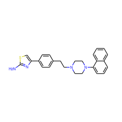 Nc1nc(-c2ccc(CCN3CCN(c4cccc5ccccc45)CC3)cc2)cs1 ZINC000000596828