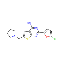 Nc1nc(-c2ccc(Cl)o2)nc2sc(CN3CCCC3)cc12 ZINC000118710651