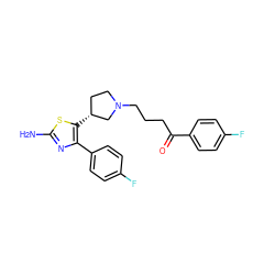 Nc1nc(-c2ccc(F)cc2)c([C@@H]2CCN(CCCC(=O)c3ccc(F)cc3)C2)s1 ZINC000003826698