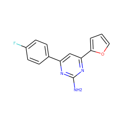 Nc1nc(-c2ccc(F)cc2)cc(-c2ccco2)n1 ZINC000062710319