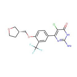 Nc1nc(-c2ccc(OC[C@@H]3CCOC3)c(C(F)(F)F)c2)c(Cl)c(=O)[nH]1 ZINC000103254688