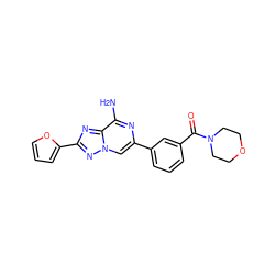 Nc1nc(-c2cccc(C(=O)N3CCOCC3)c2)cn2nc(-c3ccco3)nc12 ZINC000028526395