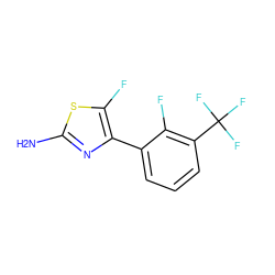 Nc1nc(-c2cccc(C(F)(F)F)c2F)c(F)s1 ZINC000029048779