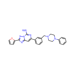 Nc1nc(-c2cccc(CN3CCN(c4ccccc4)CC3)c2)cc2nc(-c3ccco3)nn12 ZINC000028112251