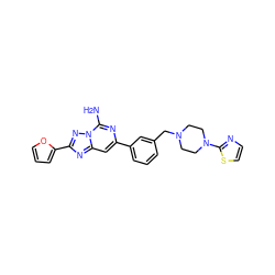 Nc1nc(-c2cccc(CN3CCN(c4nccs4)CC3)c2)cc2nc(-c3ccco3)nn12 ZINC000028103696