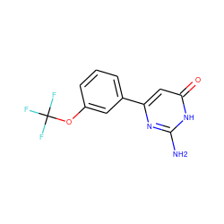 Nc1nc(-c2cccc(OC(F)(F)F)c2)cc(=O)[nH]1 ZINC000103254698