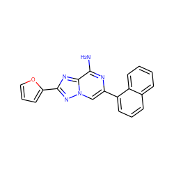 Nc1nc(-c2cccc3ccccc23)cn2nc(-c3ccco3)nc12 ZINC000006717189