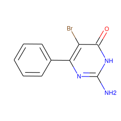 Nc1nc(-c2ccccc2)c(Br)c(=O)[nH]1 ZINC000016051409