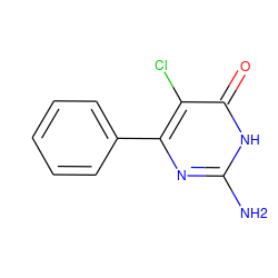 Nc1nc(-c2ccccc2)c(Cl)c(=O)[nH]1 ZINC000005117422