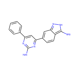 Nc1nc(-c2ccccc2)cc(-c2ccc3c(N)[nH]nc3c2)n1 ZINC000071316605