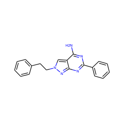 Nc1nc(-c2ccccc2)nc2nn(CCc3ccccc3)cc12 ZINC000049088007