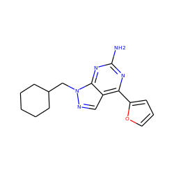 Nc1nc(-c2ccco2)c2cnn(CC3CCCCC3)c2n1 ZINC000029047234