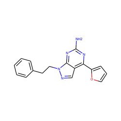 Nc1nc(-c2ccco2)c2cnn(CCc3ccccc3)c2n1 ZINC000029047231