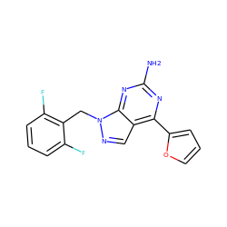 Nc1nc(-c2ccco2)c2cnn(Cc3c(F)cccc3F)c2n1 ZINC000000003604