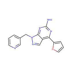 Nc1nc(-c2ccco2)c2cnn(Cc3cccnc3)c2n1 ZINC000029047235