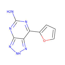 Nc1nc(-c2ccco2)c2n[nH]nc2n1 ZINC000033975418