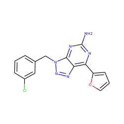 Nc1nc(-c2ccco2)c2nnn(Cc3cccc(Cl)c3)c2n1 ZINC000034042110