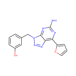 Nc1nc(-c2ccco2)c2nnn(Cc3cccc(O)c3)c2n1 ZINC000034019512