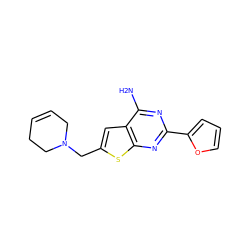 Nc1nc(-c2ccco2)nc2sc(CN3CC=CCC3)cc12 ZINC000118588733