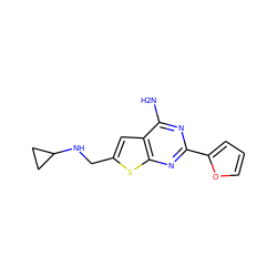 Nc1nc(-c2ccco2)nc2sc(CNC3CC3)cc12 ZINC000140557144