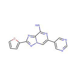 Nc1nc(-c2cncnc2)cn2nc(-c3ccco3)nc12 ZINC000028525980