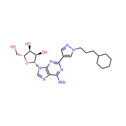 Nc1nc(-c2cnn(CCCC3CCCCC3)c2)nc2c1ncn2[C@@H]1O[C@H](CO)[C@@H](O)[C@H]1O ZINC000013818985