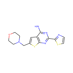 Nc1nc(-c2nccs2)nc2sc(CN3CCOCC3)cc12 ZINC000118600149