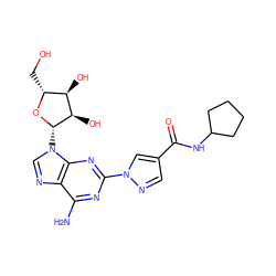 Nc1nc(-n2cc(C(=O)NC3CCCC3)cn2)nc2c1ncn2[C@@H]1O[C@H](CO)[C@@H](O)[C@H]1O ZINC000013818956