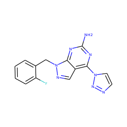 Nc1nc(-n2ccnn2)c2cnn(Cc3ccccc3F)c2n1 ZINC000029046393