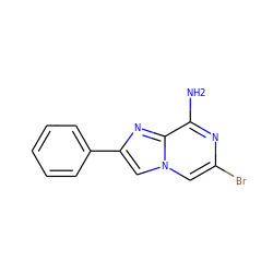 Nc1nc(Br)cn2cc(-c3ccccc3)nc12 ZINC000585163968