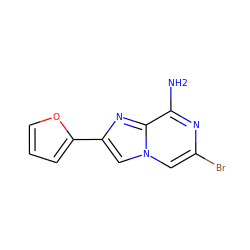 Nc1nc(Br)cn2cc(-c3ccco3)nc12 ZINC001772646176