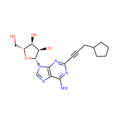 Nc1nc(C#CCC2CCCC2)nc2c1ncn2[C@@H]1O[C@H](CO)[C@@H](O)[C@H]1O ZINC000003779679