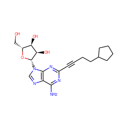 Nc1nc(C#CCCC2CCCC2)nc2c1ncn2[C@@H]1O[C@H](CO)[C@@H](O)[C@H]1O ZINC000012405359