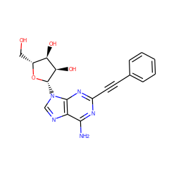 Nc1nc(C#Cc2ccccc2)nc2c1ncn2[C@@H]1O[C@H](CO)[C@@H](O)[C@H]1O ZINC000012405363