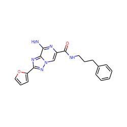 Nc1nc(C(=O)NCCCc2ccccc2)cn2nc(-c3ccco3)nc12 ZINC000028526636