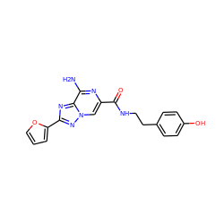 Nc1nc(C(=O)NCCc2ccc(O)cc2)cn2nc(-c3ccco3)nc12 ZINC000028525752