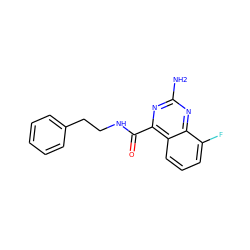 Nc1nc(C(=O)NCCc2ccccc2)c2cccc(F)c2n1 ZINC000653807538