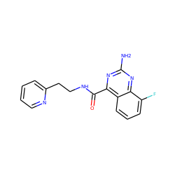 Nc1nc(C(=O)NCCc2ccccn2)c2cccc(F)c2n1 ZINC000653805787