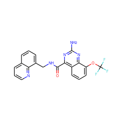 Nc1nc(C(=O)NCc2cccc3cccnc23)c2cccc(OC(F)(F)F)c2n1 ZINC000653782476