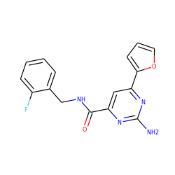 Nc1nc(C(=O)NCc2ccccc2F)cc(-c2ccco2)n1 ZINC000013983335